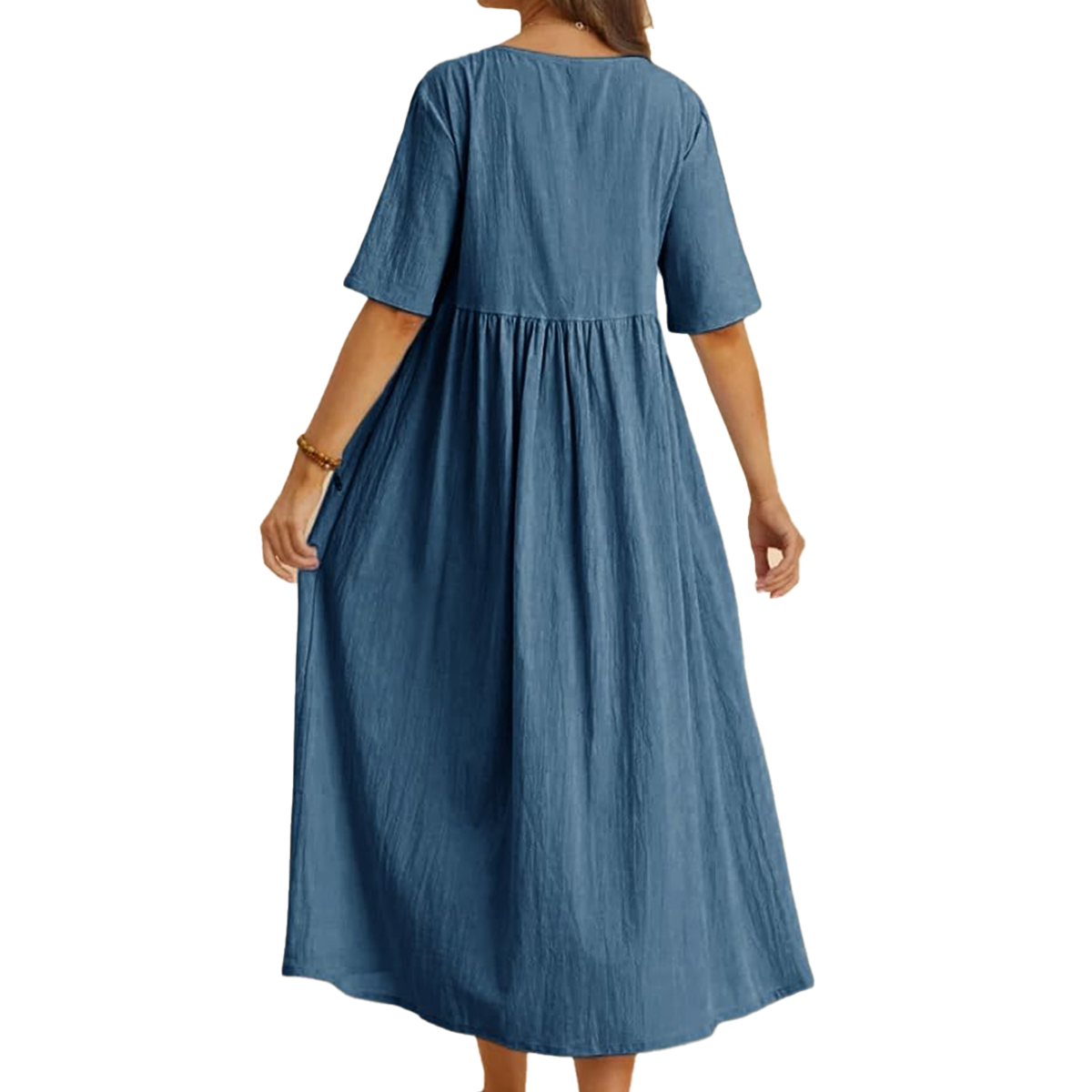 WOMEN'SCASUALSUMMERPLEATED    LINENMAXIDRESS