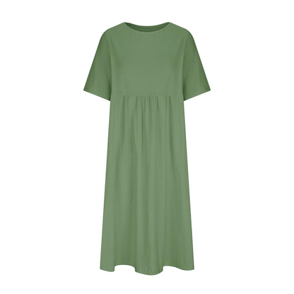 WOMEN'SCASUALSUMMERPLEATED    LINENMAXIDRESS