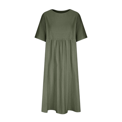 WOMEN'SCASUALSUMMERPLEATED    LINENMAXIDRESS
