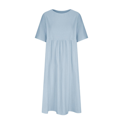 WOMEN'SCASUALSUMMERPLEATED    LINENMAXIDRESS